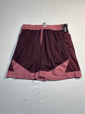 Xersion Mesh Athletic Shorts Men M Burgundy Pink 5” Inseam Zip Pockets
